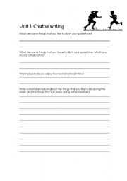English Worksheet: Creative writing exercise: practise using verbs