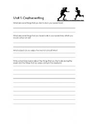 English worksheet: Creative writing exercise: practise using verbs