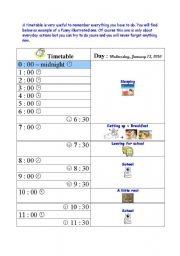 English worksheet: a timetable is a friend