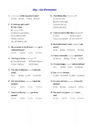 English Worksheet: Asking for Permission - Multiple Choice