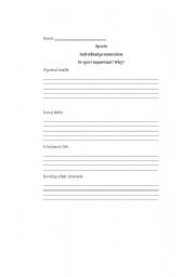 English worksheet: Sports Individual presentation starter questions and group discussion topic