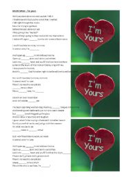 English Worksheet: Practice Possession with a song: Jason Mraz -  Im yours