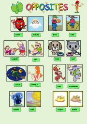 English Worksheet: opposites