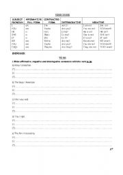 English Worksheet: TO BE verb to be affirmative negative interrogative