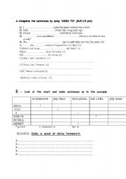 English Worksheet: for 7-A 