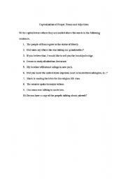 English worksheet: Capitalization of Proper Nouns and Adjectives