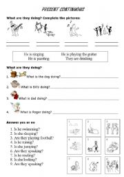 English Worksheet: Present continuous