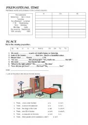 English Worksheet: Time and place prepositions