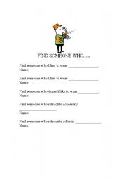English Worksheet: Find Someone Who