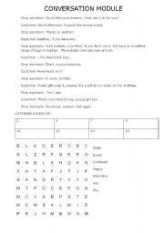 English worksheet: conversation module