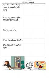 English Worksheet: Match the pictures with the lines of the nursery rhyme