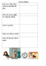 English worksheet: Match the pictures with the lines of the nursery rhyme