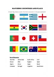 English worksheet: Countries and Flags