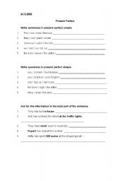 English Worksheet: present perfect and past progressive