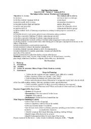 English Worksheet: The Plan of the lesson