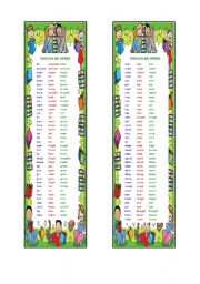 Bookmark – of most frequently used irregular verbs put in the alphabetical order