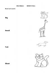 English worksheet: Opposites - big/small tall/short