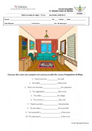 English Worksheet: PREPOSITIONS OF PLACE