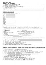English Worksheet: PRESENT SIMPLE AND PRESENT CONTINUOUS