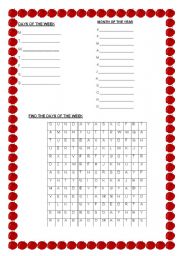 English Worksheet: DAYS OF THE WEEK AND MONTHS OF THE YEAR