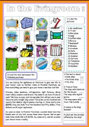 English Worksheet: in the living room
