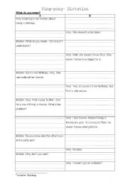 English Worksheet: Ping-pong dictation