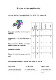 English worksheet: questionnaire frequency adverbs