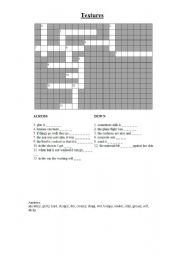 English Worksheet: Textures - crossword
