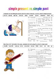 English Worksheet: present simple and past simple