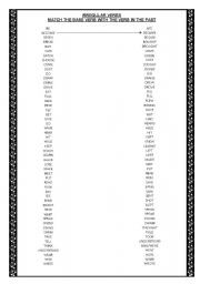 English worksheet: IRREGULAR VERBS LIST