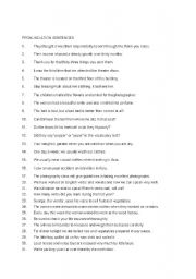 English Worksheet: Pronunciation Sentences