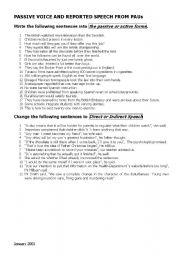 English Worksheet: Passive voice and Reported Speech from PAEU
