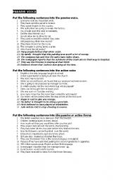 English Worksheet: passive voice exercises