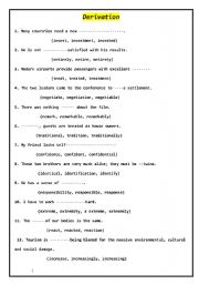 English Worksheet: Derivation