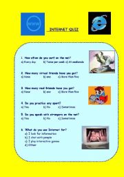 English Worksheet: INTERNET QUIZ: discover if your students use Internet properly or not