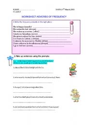 English Worksheet: PRESENT SIMPLE TENSE,ADVERBS OF FREQUENCY