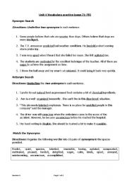 English worksheet: vocabulary