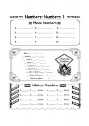 English Worksheet: Phone numbers and Addresses