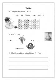 English worksheet: food 