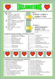 English Worksheet: Exclamations!!!!!!!