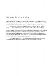 English worksheet: Film review The Woman in White