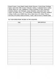 English Worksheet: Definite article with proper names