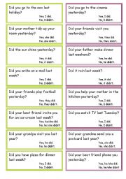English Worksheet: past simple short answers
