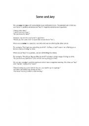 English Worksheet: some and any