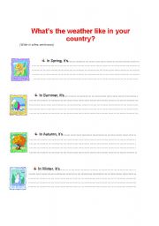 English Worksheet: What is the weather like in your country?