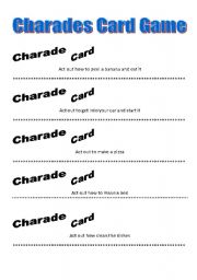 English Worksheet: Charades Card Game (Part 2)