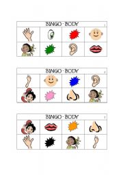 English Worksheet: BODY BINGO part 1