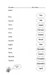 English worksheet: numbers and months