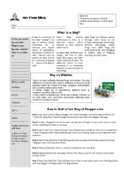 English Worksheet: What is a blog