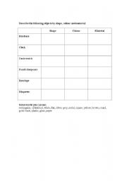 English Worksheet: describing objects